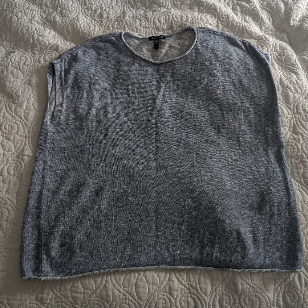 Organic Linen Cotton Square Top Eileen Fisher knit sweater size Large